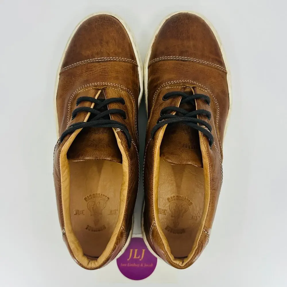 Bed Stu Womens Holly Tan Rustic Leather Lace Up Low Top Casual Sneakers Size 7.5